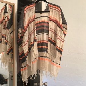 Striped Boho Poncho - Small